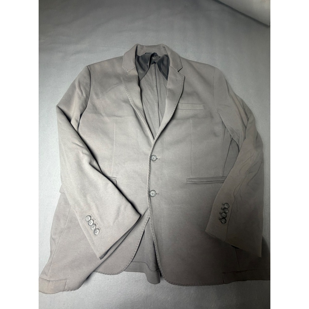 Saks Fifth Avenue RED Women's XXL Gray Cotton Blend Knit Trim Fit Blazer Jacket